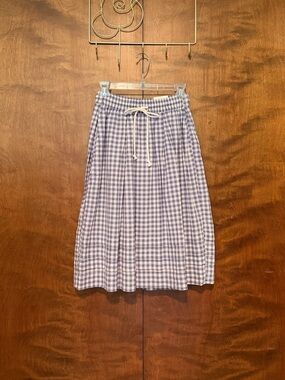 Free Assembly Pintuck Skirt w/ Drawstring Tie Womens XS Blue Gingham Pull On NWT